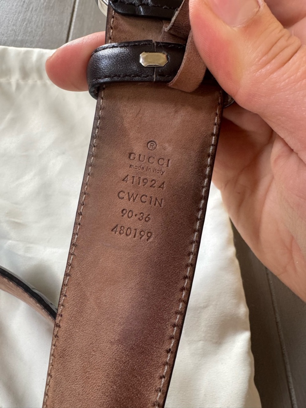 Gucci Black Guccissima Leather Belt with Silver Double G Buckle - Picture 5 of 5